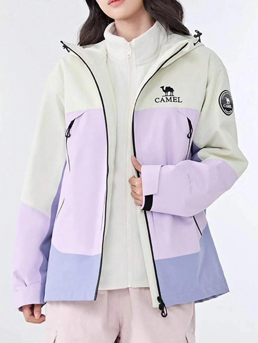 CAMEL CROWN Women's Three-In-One Outdoor Fleece Jacket for Warmth, Rain-Proof, Waterproof and Windproof Hiking and Mountaineering