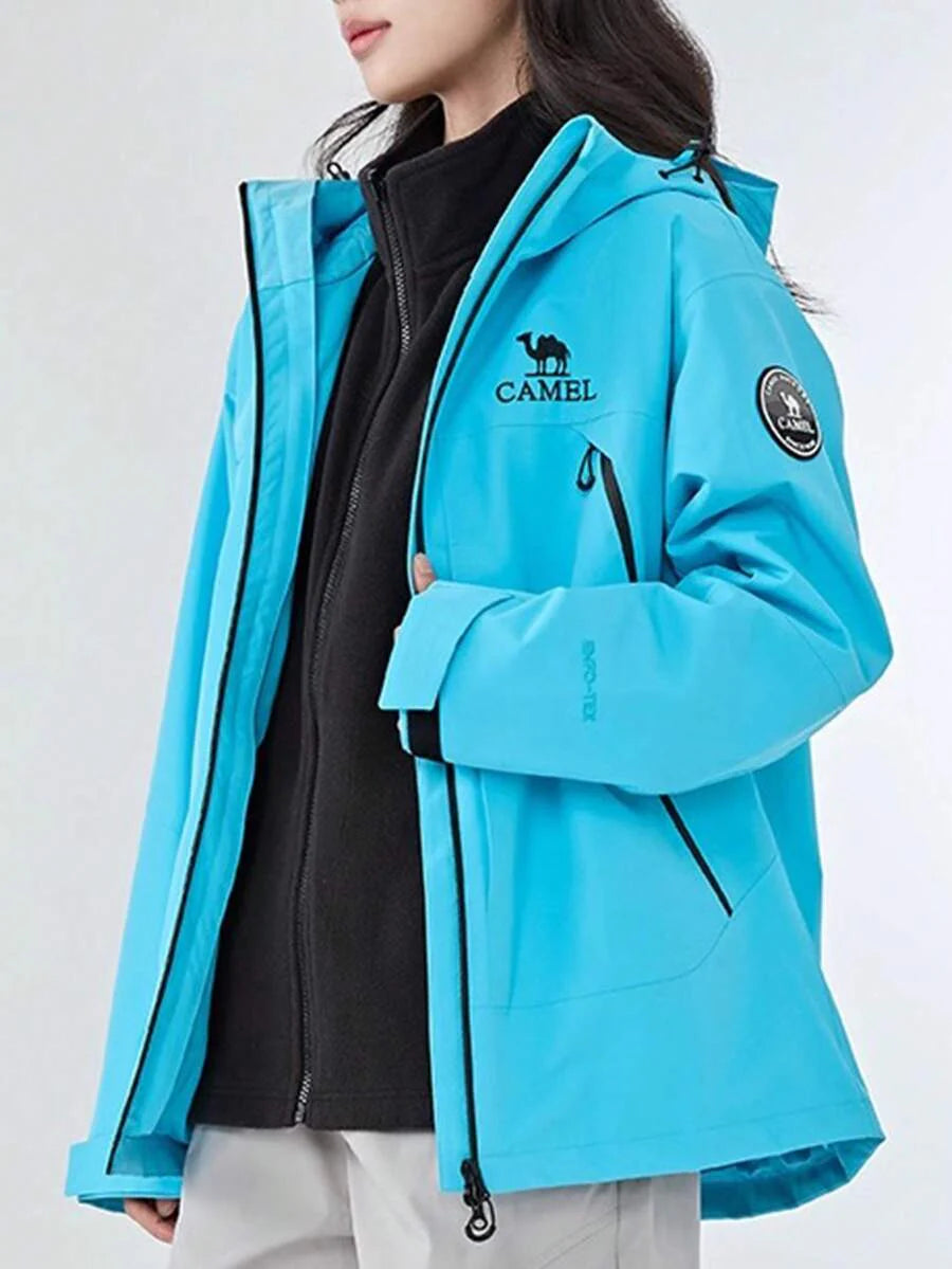 CAMEL CROWN Women's Three-In-One Outdoor Fleece Jacket For Warmth, Rain-Proof, Waterproof And Windproof Hiking And Mountaineering