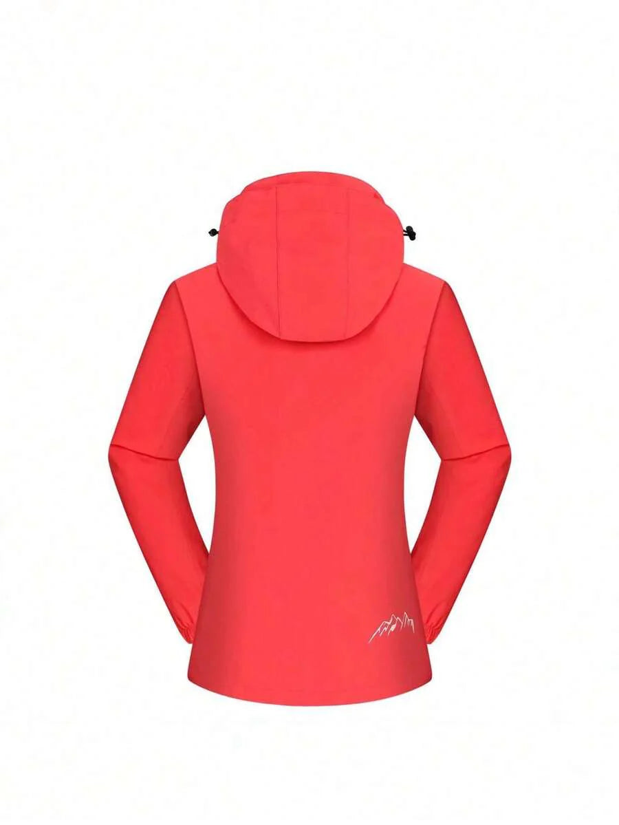 1 Set Women Outdoor Sports Mountaineering Skiing Hiking Camping Windproof Waterproof Thermal Lined 3-In-1 Black Softshell Jacket And Fleece Top, Winter