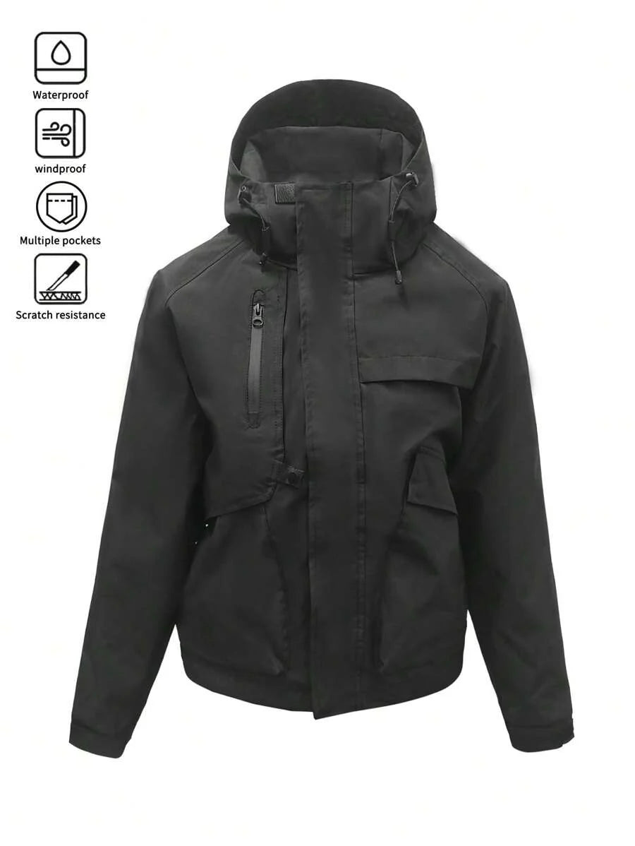 Women's Outdoor Waterproof Hooded Jacket - Warm Windproof Softshell Cargo Coat