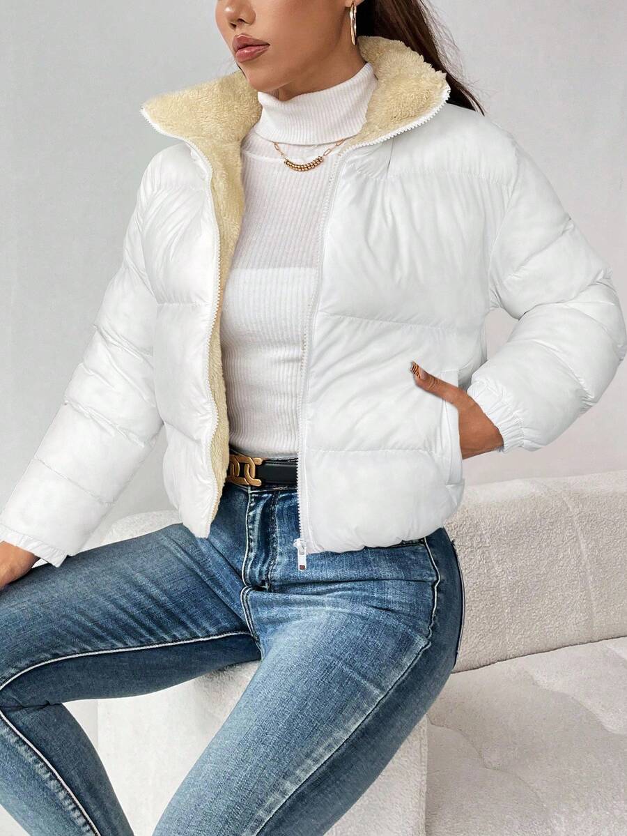 PETITE Women's Warm Thermal Lined Zip-Up Padded Coat, Winter,Cozy Fall And Winter Clothes For Women