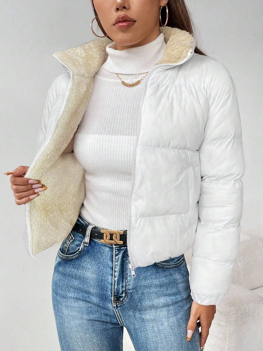 PETITE Women's Warm Thermal Lined Zip-Up Padded Coat, Winter,Cozy Fall And Winter Clothes For Women