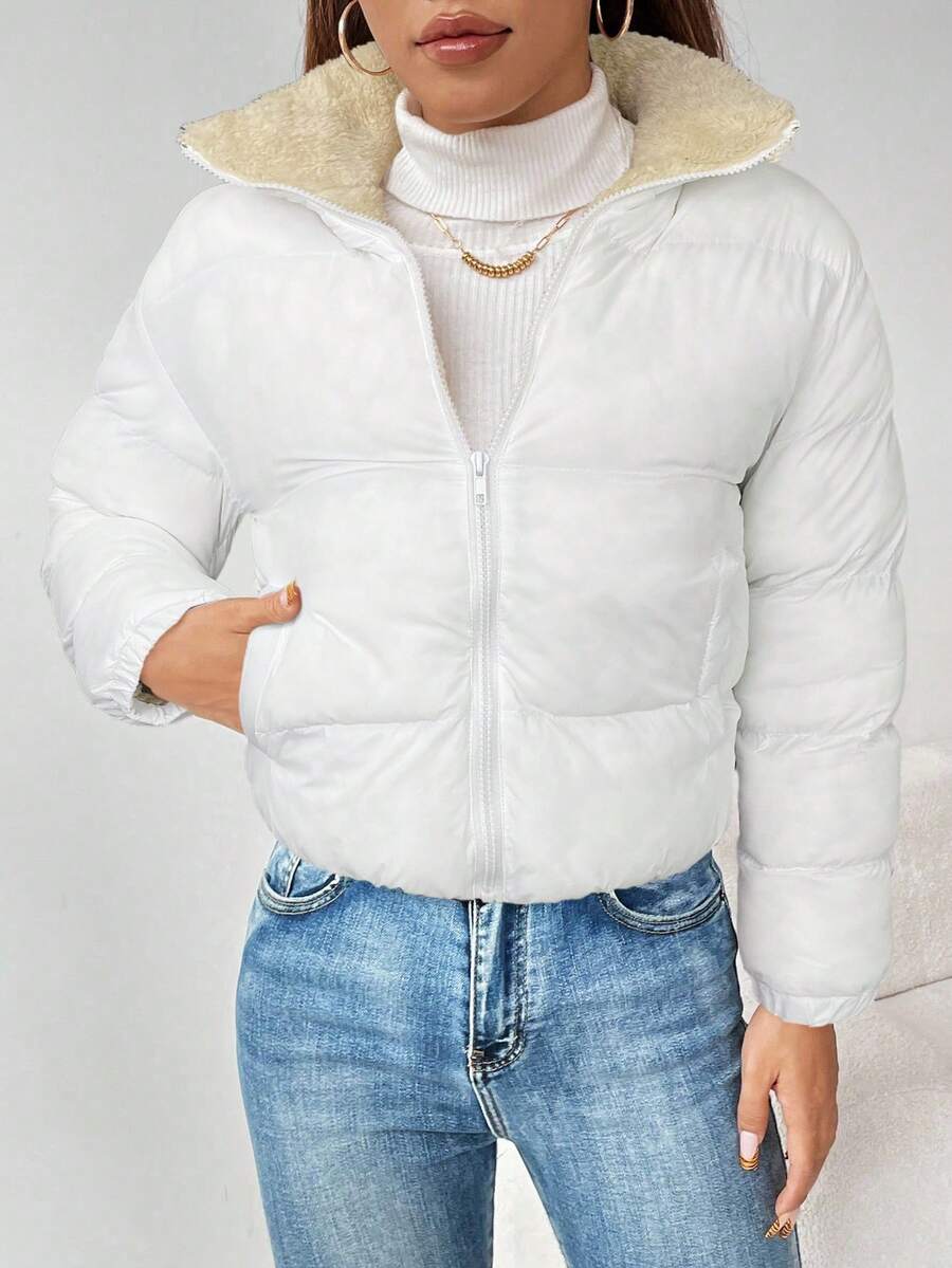 PETITE Women's Warm Thermal Lined Zip-Up Padded Coat, Winter,Cozy Fall And Winter Clothes For Women