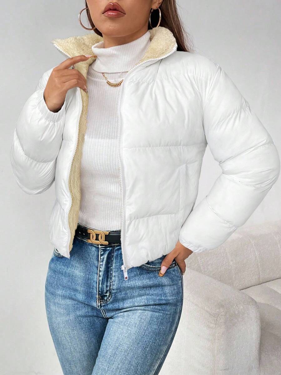 PETITE Women's Warm Thermal Lined Zip-Up Padded Coat, Winter,Cozy Fall And Winter Clothes For Women