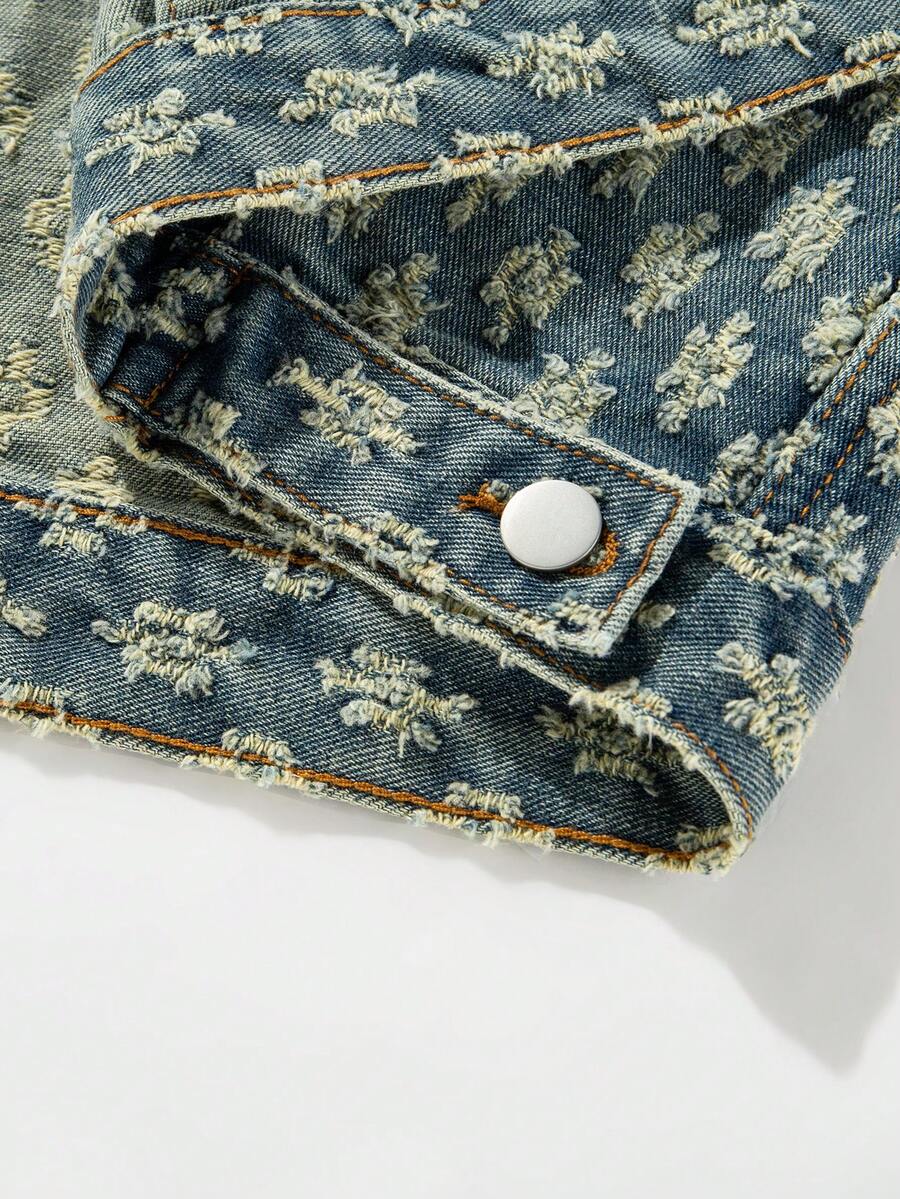 Retro Street Fashion American Style Men's Denim Floral Print Jacket, Niche, Fall