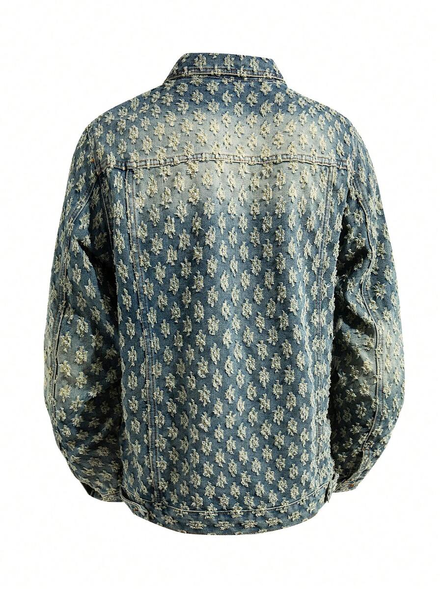 Retro Street Fashion American Style Men's Denim Floral Print Jacket, Niche, Fall