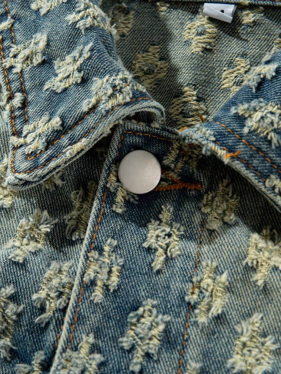 Retro Street Fashion American Style Men's Denim Floral Print Jacket, Niche, Fall