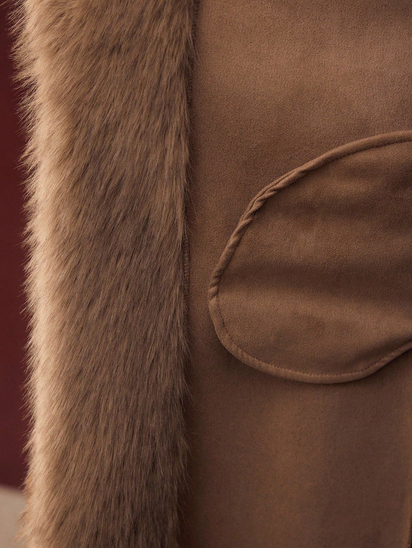 MOTF PREMIUM WOMEN'S LONG FAUX FUR COLLAR COAT, AUTUMN/WINTER
