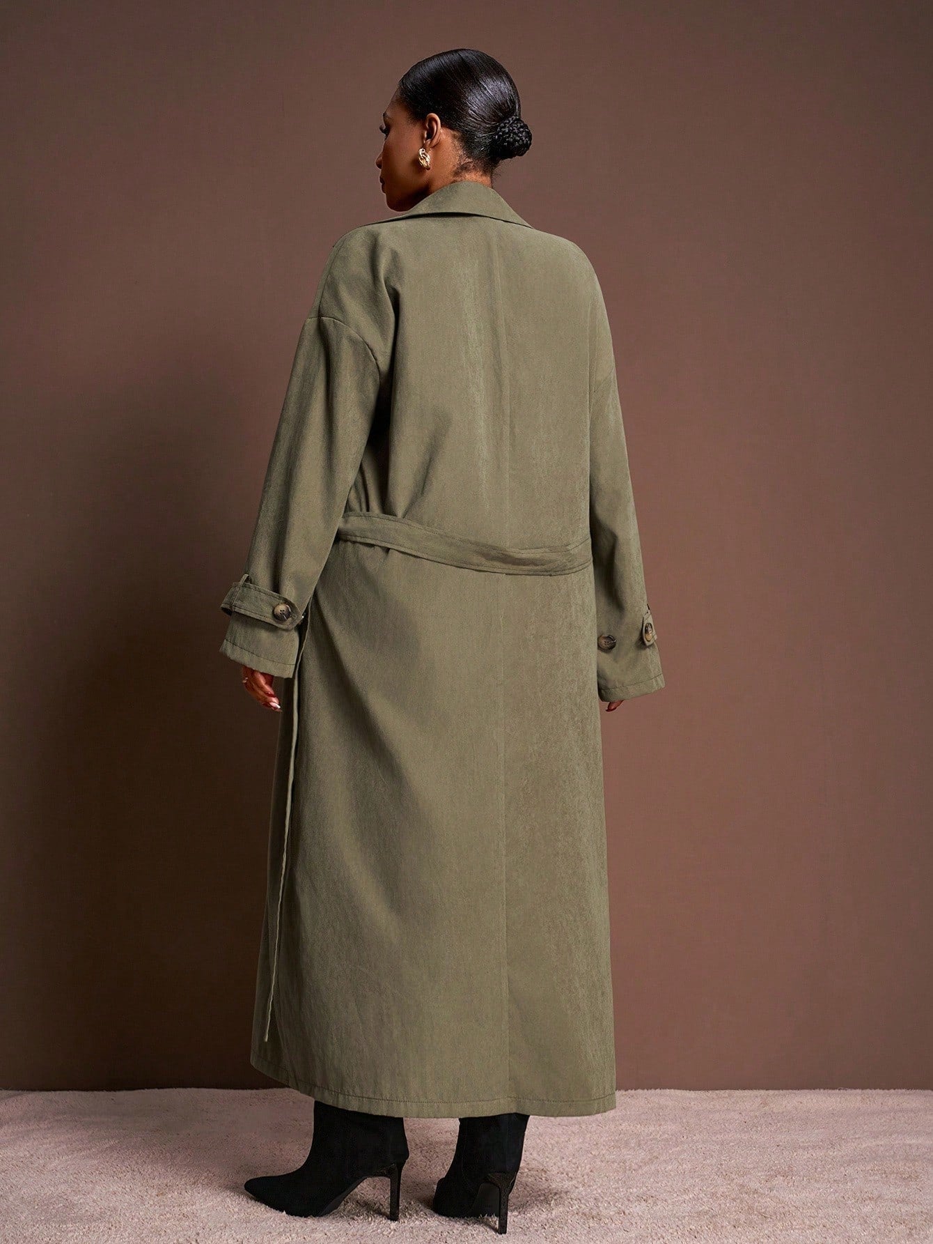Veslaya 2025 New Autumn/Winter Plus Size Women's College Style/Business Casual Wear/Western Style/Office Attire/Street Club/City Vacation/Graduation Date/Refined Elegant/Party/Independence Day/Casual Basic Fashion Outdoor Social Wear/Loose Fit Military G
