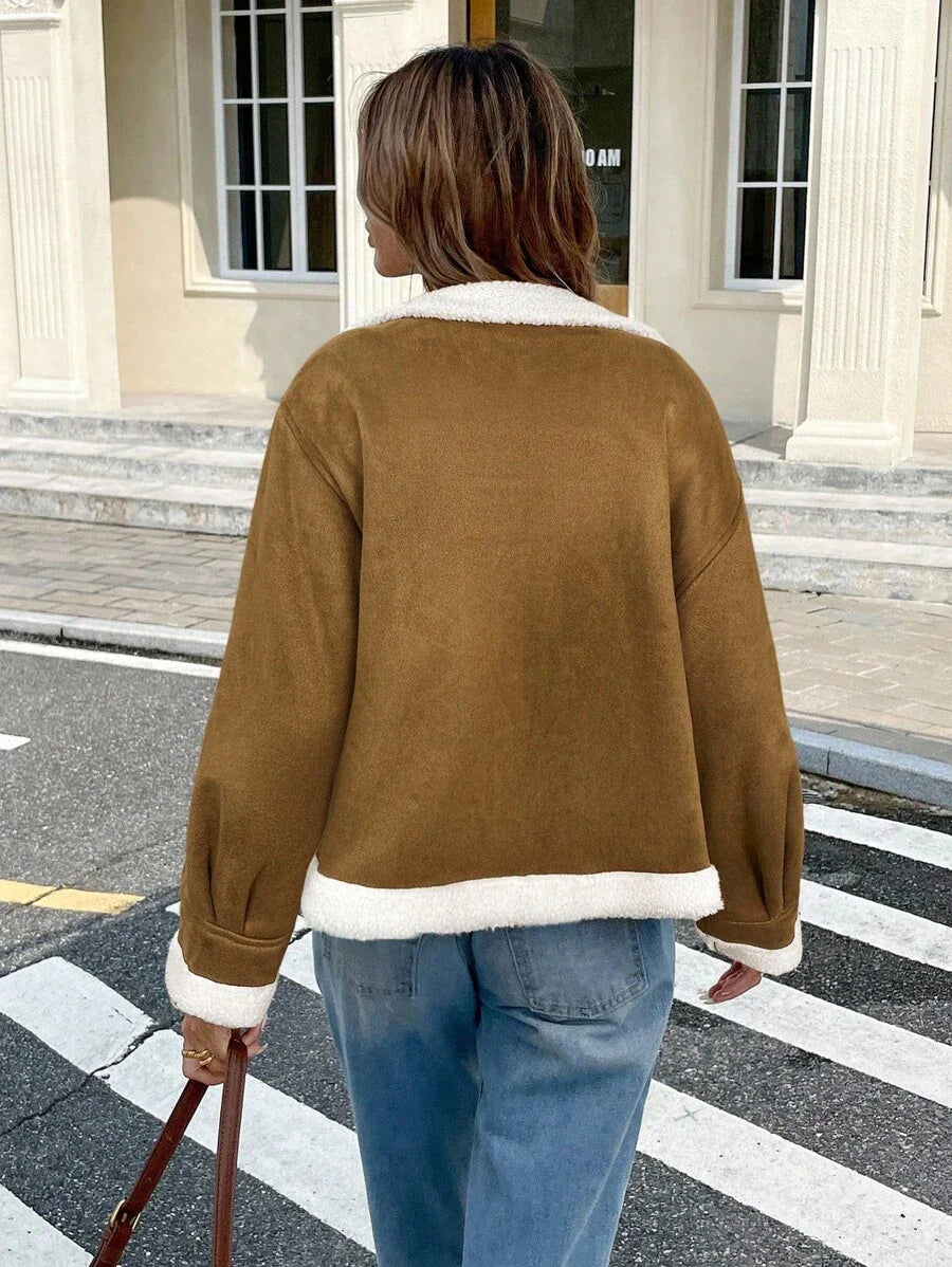 Serisse Winter Women Jacket Women's Loose Fit Zip-Up Collar Thermal Lined Casual Jacket For Fall/Winter Winter Women Coat Jacket