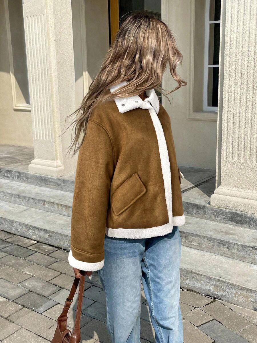 Serisse Winter Women Jacket Women's Loose Fit Zip-Up Collar Thermal Lined Casual Jacket For Fall/Winter Winter Women Coat Jacket