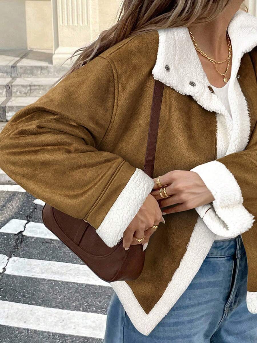 Serisse Winter Women Jacket Women's Loose Fit Zip-Up Collar Thermal Lined Casual Jacket For Fall/Winter Winter Women Coat Jacket