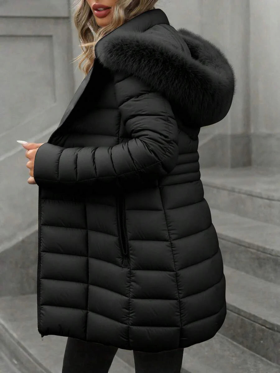 Risissida Ladies' Casual Hooded Jacket, With Pockets, Lightweight Down Jacket, Perfect For Daily Wear.