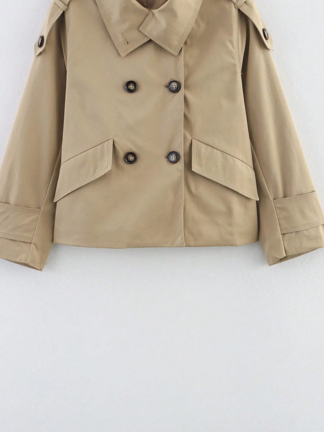 Women's Fashionable Casual Double-Breasted Short Jacket Coat, Autumn
