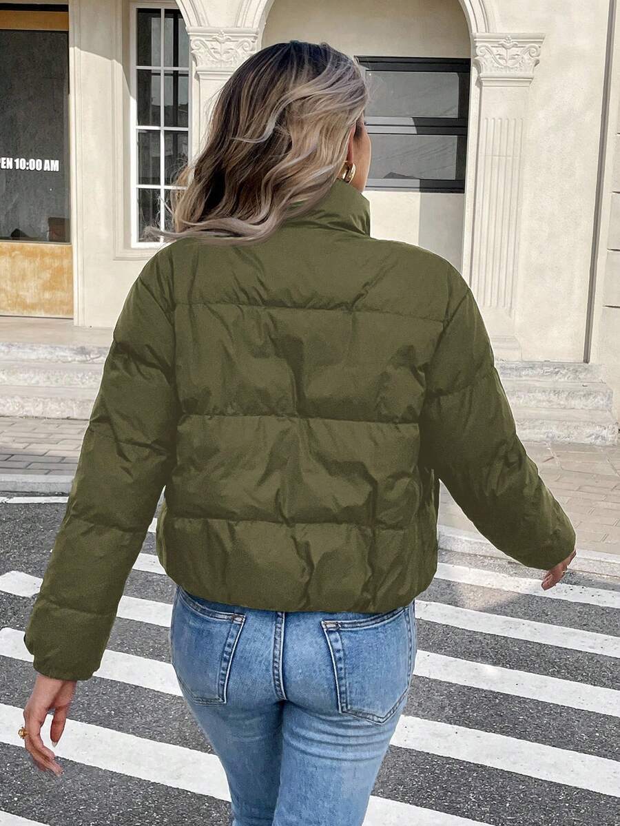 Siren Gaze Women's Casual Stand Collar Thermal Lined Jacket, Versatile For Winter,Fall Brown