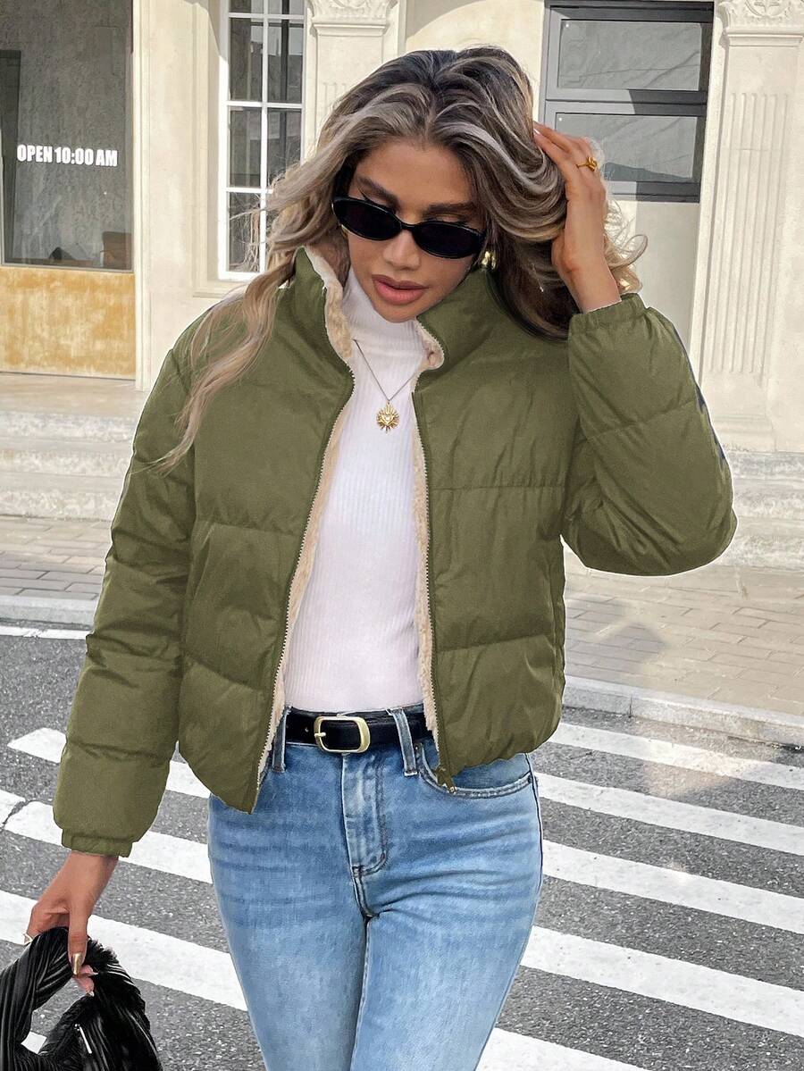 Siren Gaze Women's Casual Stand Collar Thermal Lined Jacket, Versatile For Winter,Fall Brown