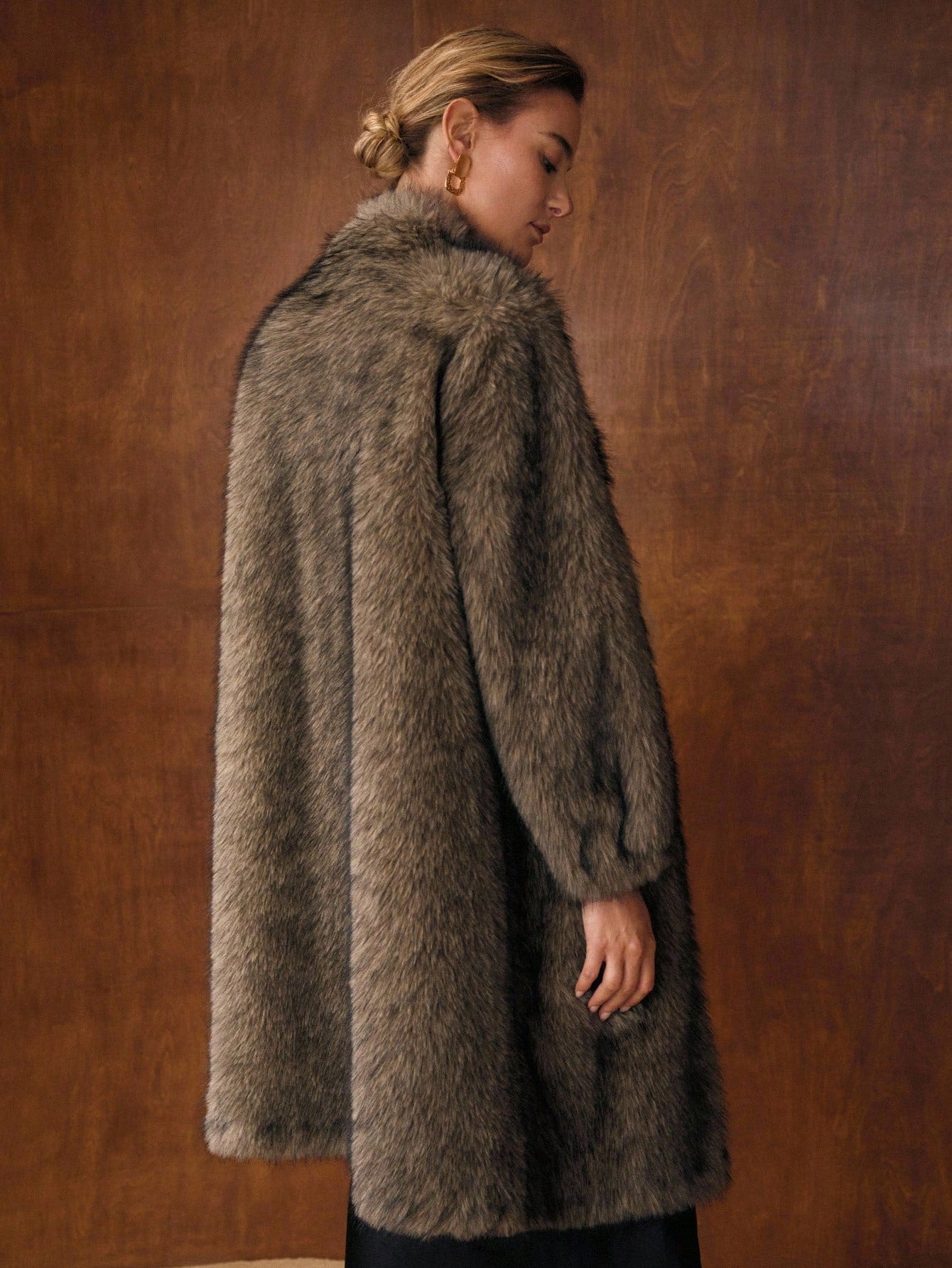 MOTF PREMIUM MID-LENGTH LOOSE FAUX FUR COAT, AUTUMN/WINTER
