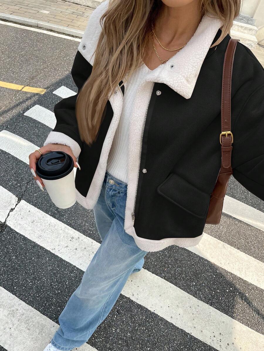 Serisse Winter Women Jacket Women's Loose Fit Zip-Up Collar Thermal Lined Casual Jacket For Fall/Winter Winter Women Coat Jacket