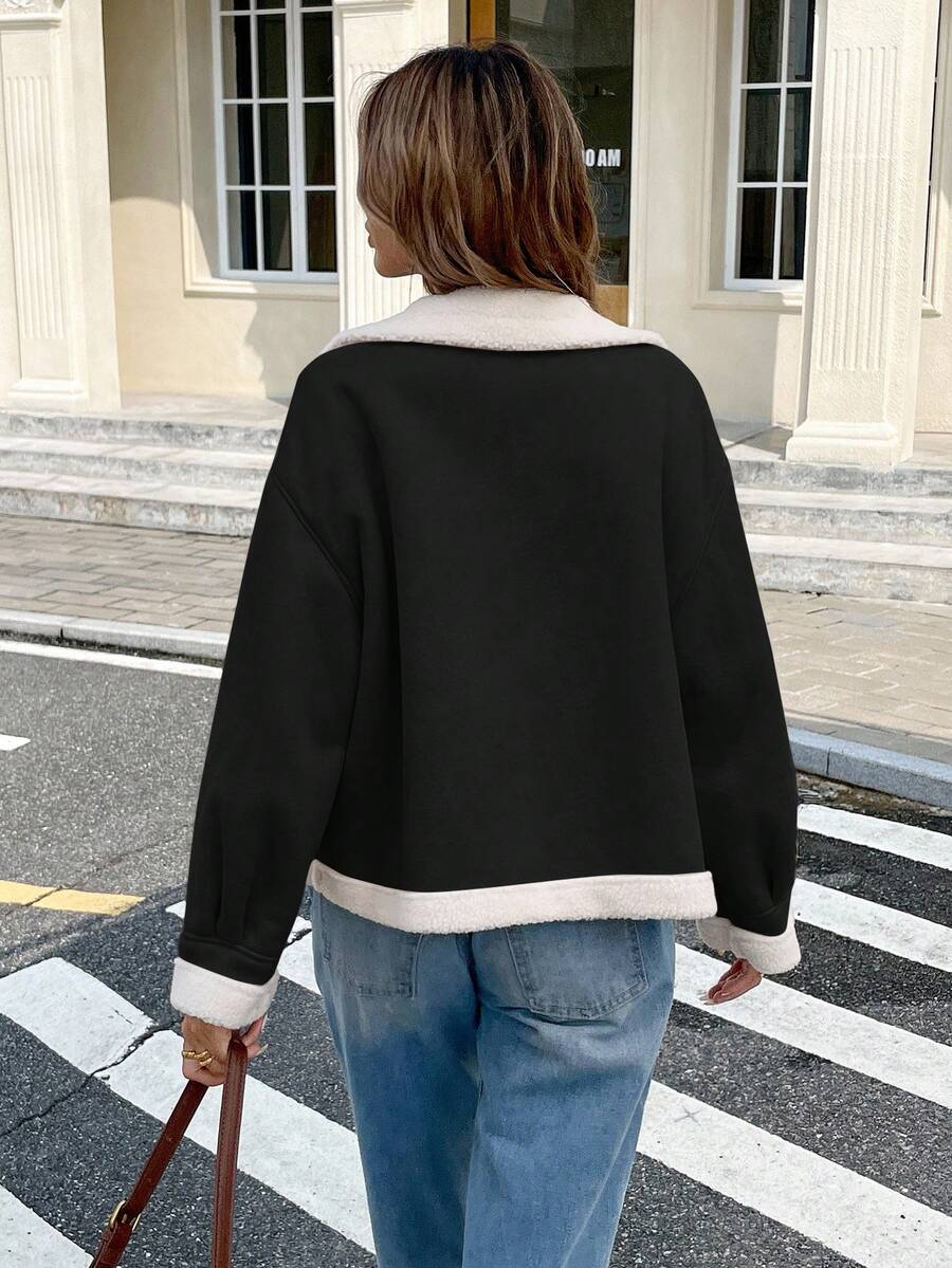 Serisse Winter Women Jacket Women's Loose Fit Zip-Up Collar Thermal Lined Casual Jacket For Fall/Winter Winter Women Coat Jacket