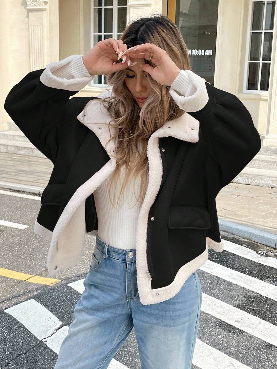 Serisse Winter Women Jacket Women's Loose Fit Zip-Up Collar Thermal Lined Casual Jacket For Fall/Winter Winter Women Coat Jacket