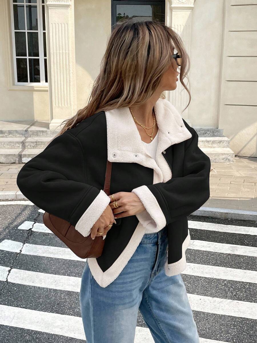 Serisse Winter Women Jacket Women's Loose Fit Zip-Up Collar Thermal Lined Casual Jacket For Fall/Winter Winter Women Coat Jacket