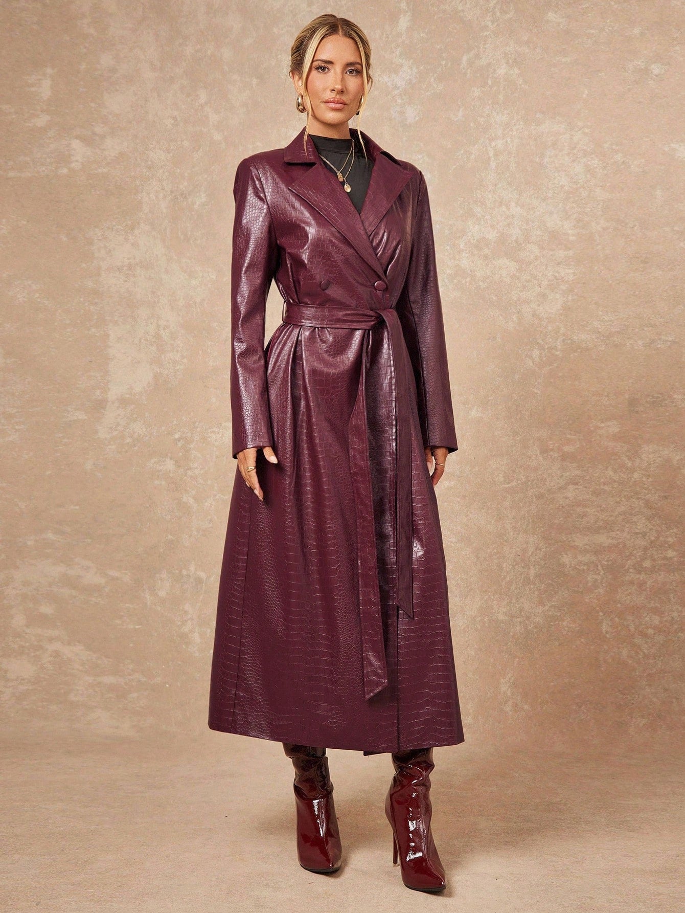 Lumalex Fall Winter Gathering Party Banquet Modest Old Money Coquette Glitter Holiday Party Rave Festival Outing Vacation Hot Outdoor Richly Layered Wedding Season Banquet Casual Street Style Women Long Faux Leather Windbreaker Jacket Luxury Prom Christm