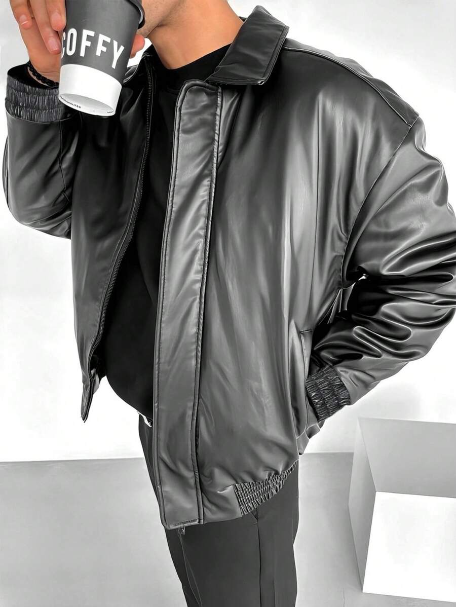 Men's Casual Loose Fit Business Leather Jacket, Fall/Winter