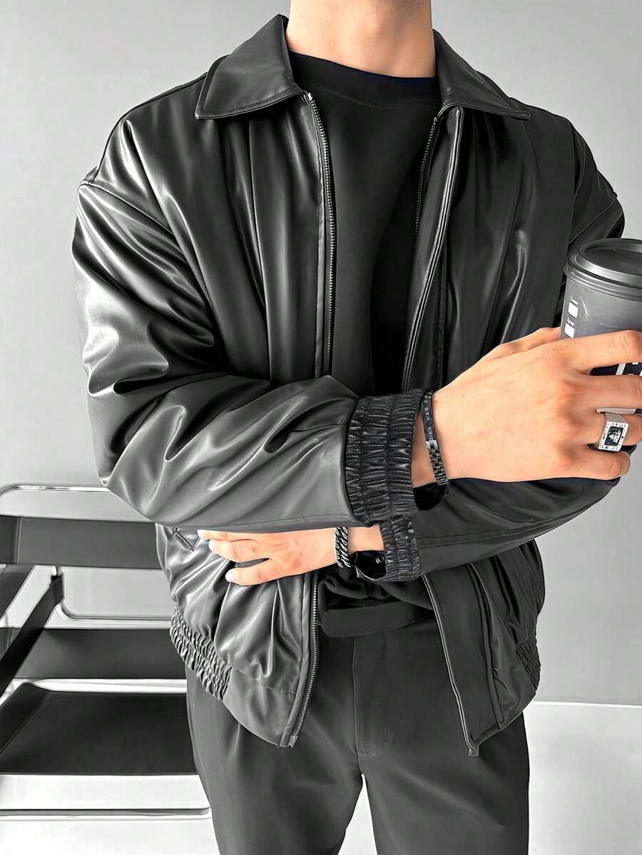Men's Casual Loose Fit Business Leather Jacket, Fall/Winter