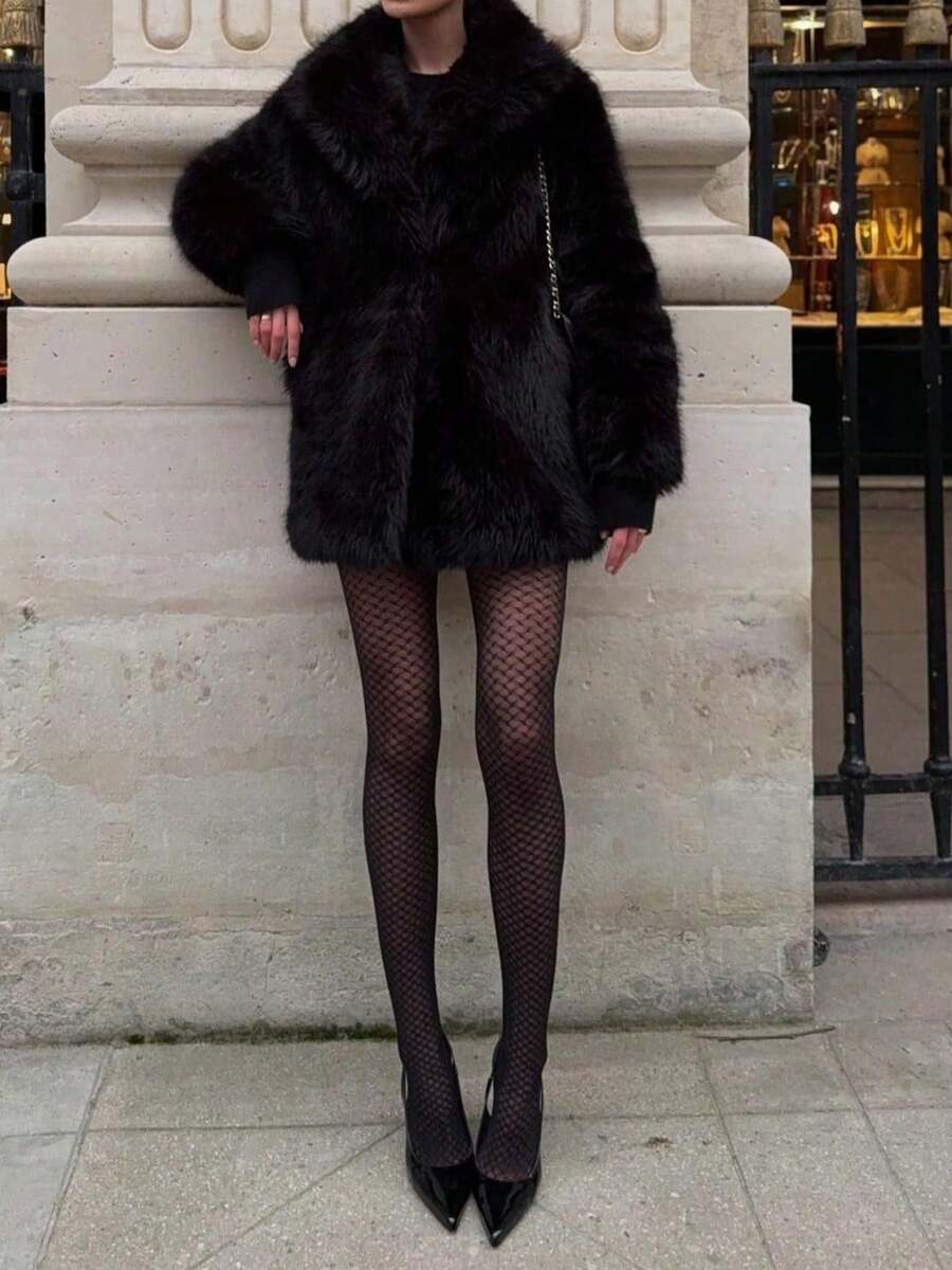 DEEKA Women's Winter New European & American Faux Fur Warm Oversized Plus Size Coat