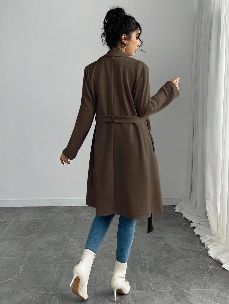 RosyDaze Women's Solid Color Faux Suede Double-Breasted Side Pocket Regular Jacket Fall Winter Cloth For Women