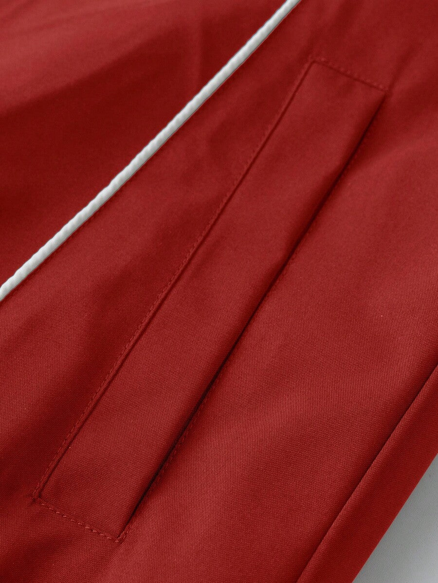 Manfinity EMRG Men's Color-Blocking Zipper Letter Printed Casual Long Sleeve Outdoor Windbreaker Jacket Coat