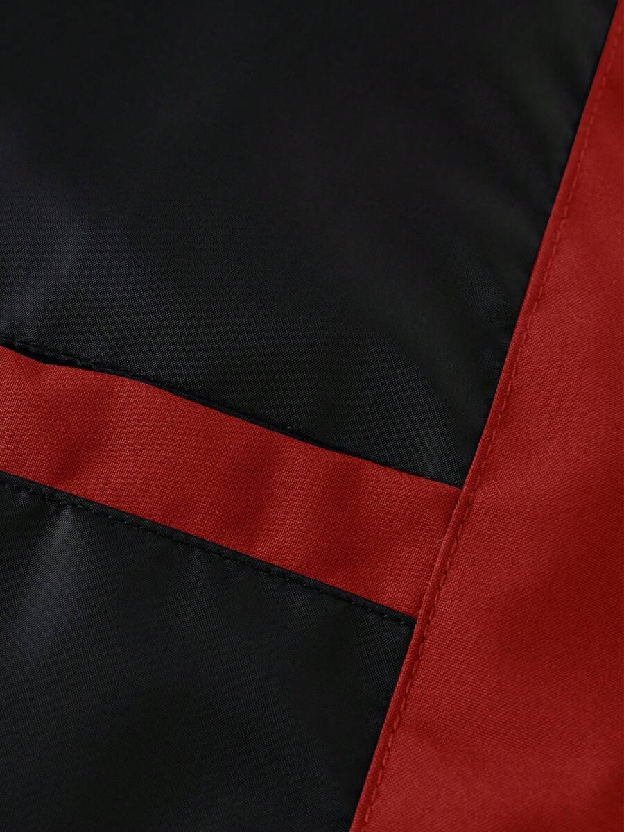 Manfinity EMRG Men's Color-Blocking Zipper Letter Printed Casual Long Sleeve Outdoor Windbreaker Jacket Coat