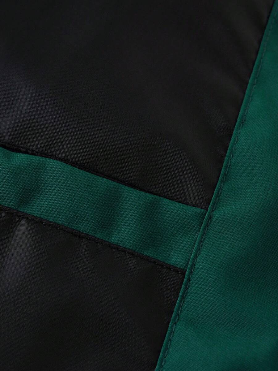 Manfinity EMRG Men's Color-Blocking Zipper Letter Printed Casual Long Sleeve Outdoor Windbreaker Jacket Coat