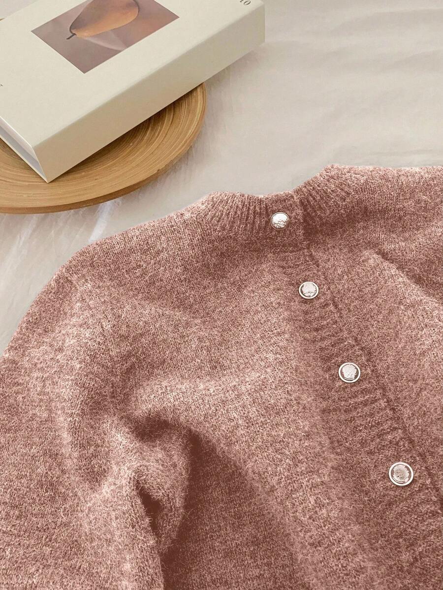 DAZY Women's Pastel Solid Color Knitted Cardigan, Autumn/Winter