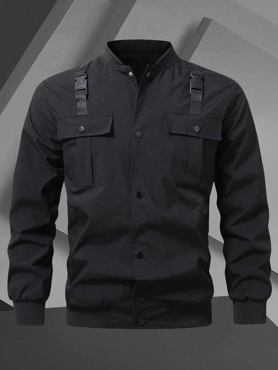 Manfinity Homme 2-In-1 Men's Casual Long Sleeve Reversible Casual Outdoor Windbreaker Jacket, Lightweight Summer Bomber Jacket, Fall