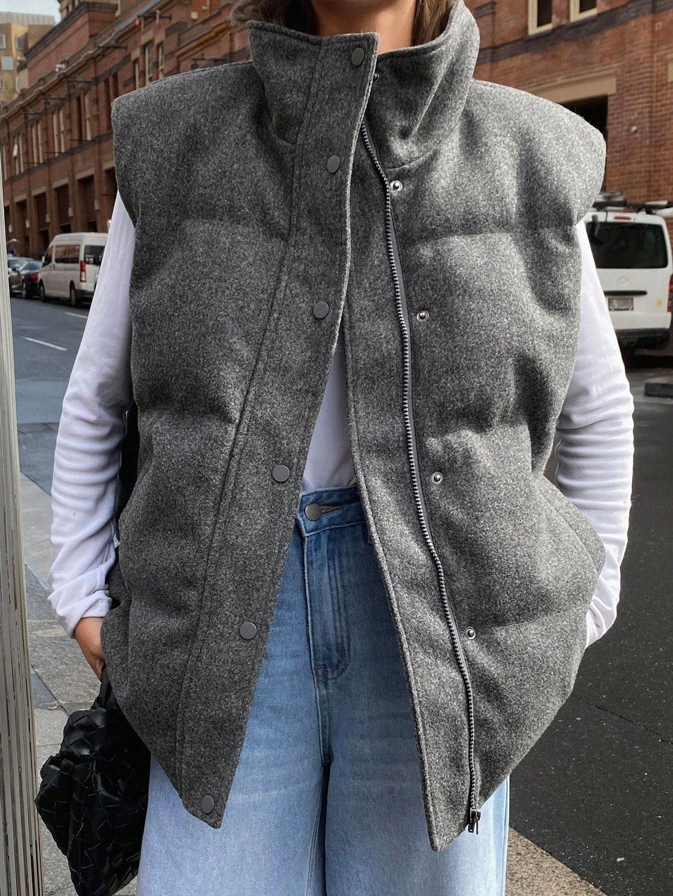 DAZY Women's  Vest Jacket, Unique Elegant Elegant, Stand Collar, Solid Color, Casual, Thickened, Autumn/Winter