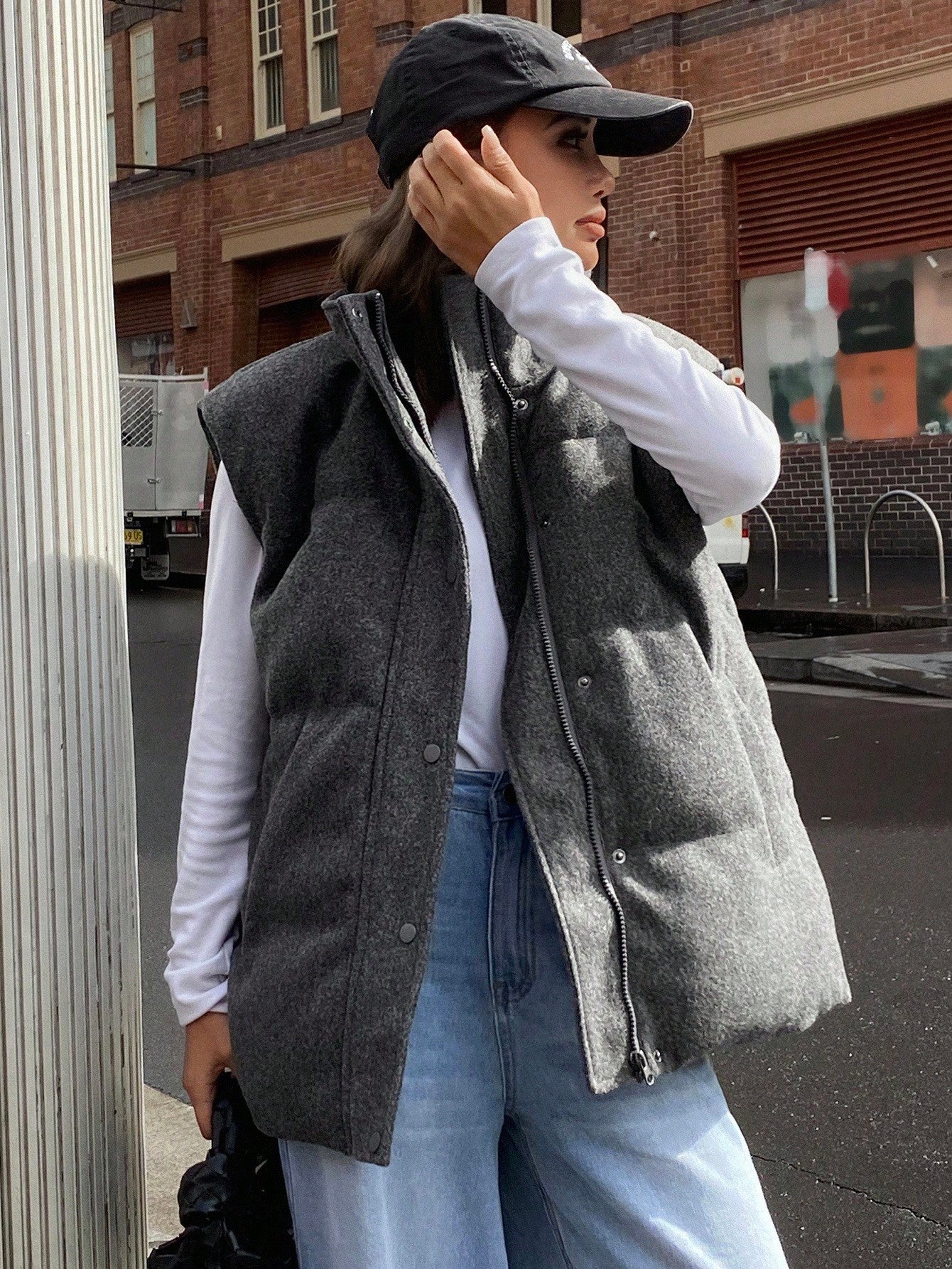 DAZY Women's  Vest Jacket, Unique Elegant Elegant, Stand Collar, Solid Color, Casual, Thickened, Autumn/Winter