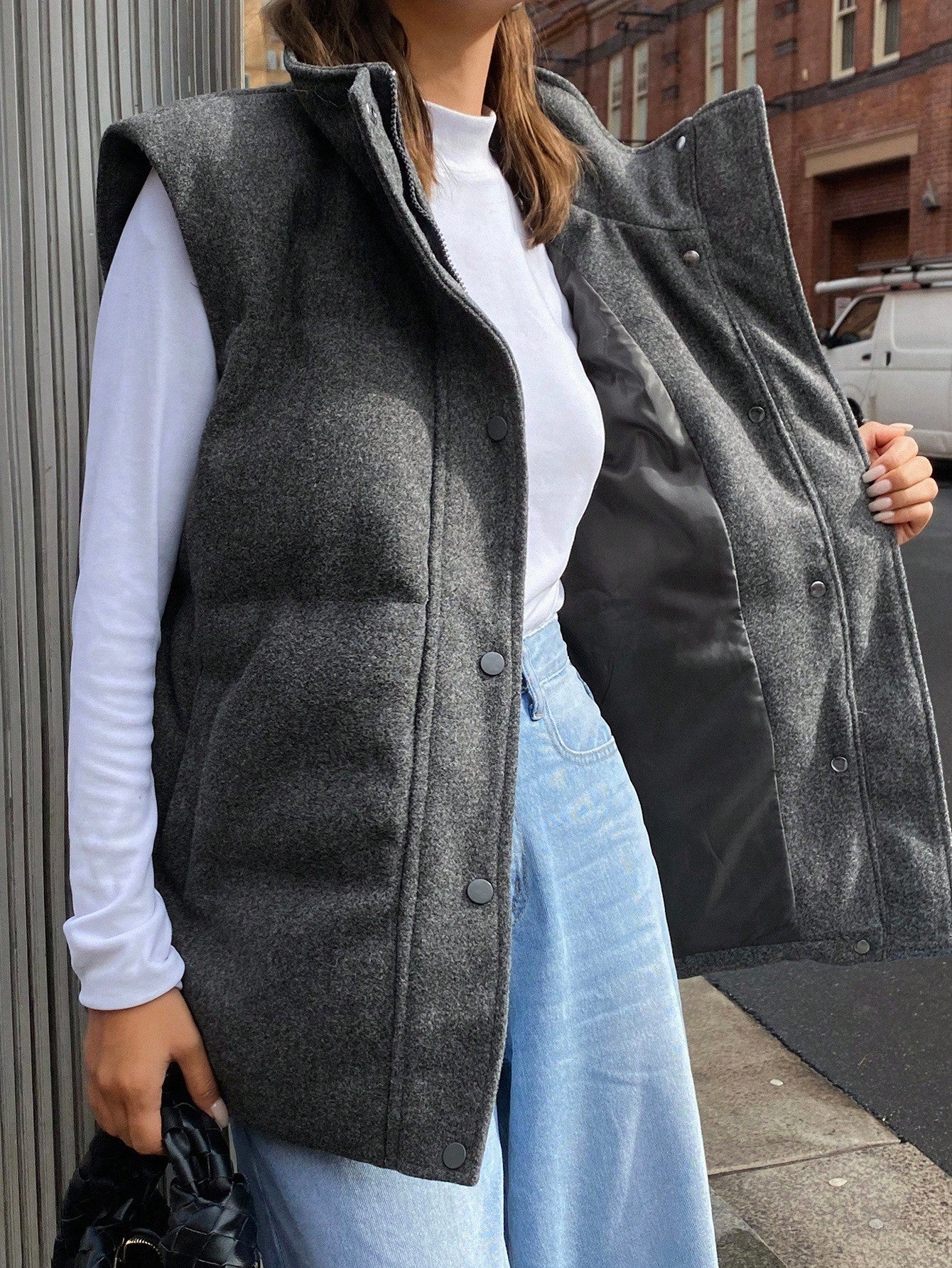 DAZY Women's  Vest Jacket, Unique Elegant Elegant, Stand Collar, Solid Color, Casual, Thickened, Autumn/Winter