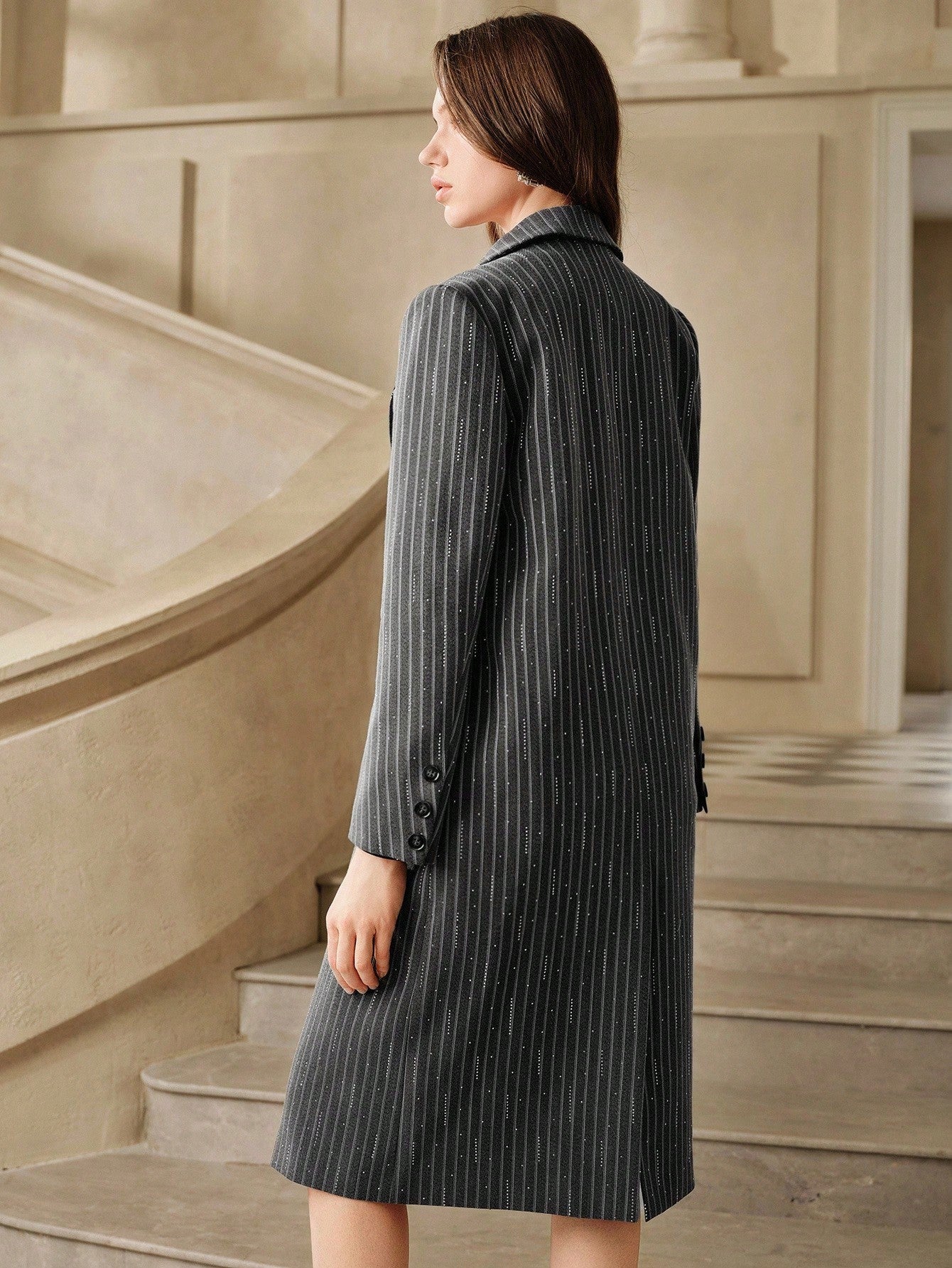 Savoree Fashionable Turndown Collar Double-Breasted Women Regular Jacket, Suitable For Autumn, Fall, Winter, Going Out, Elegant, Formal, Party, Chic, New Year, Women's Winter Coat, Christmas, Work, Graduation, Wedding, Luxury