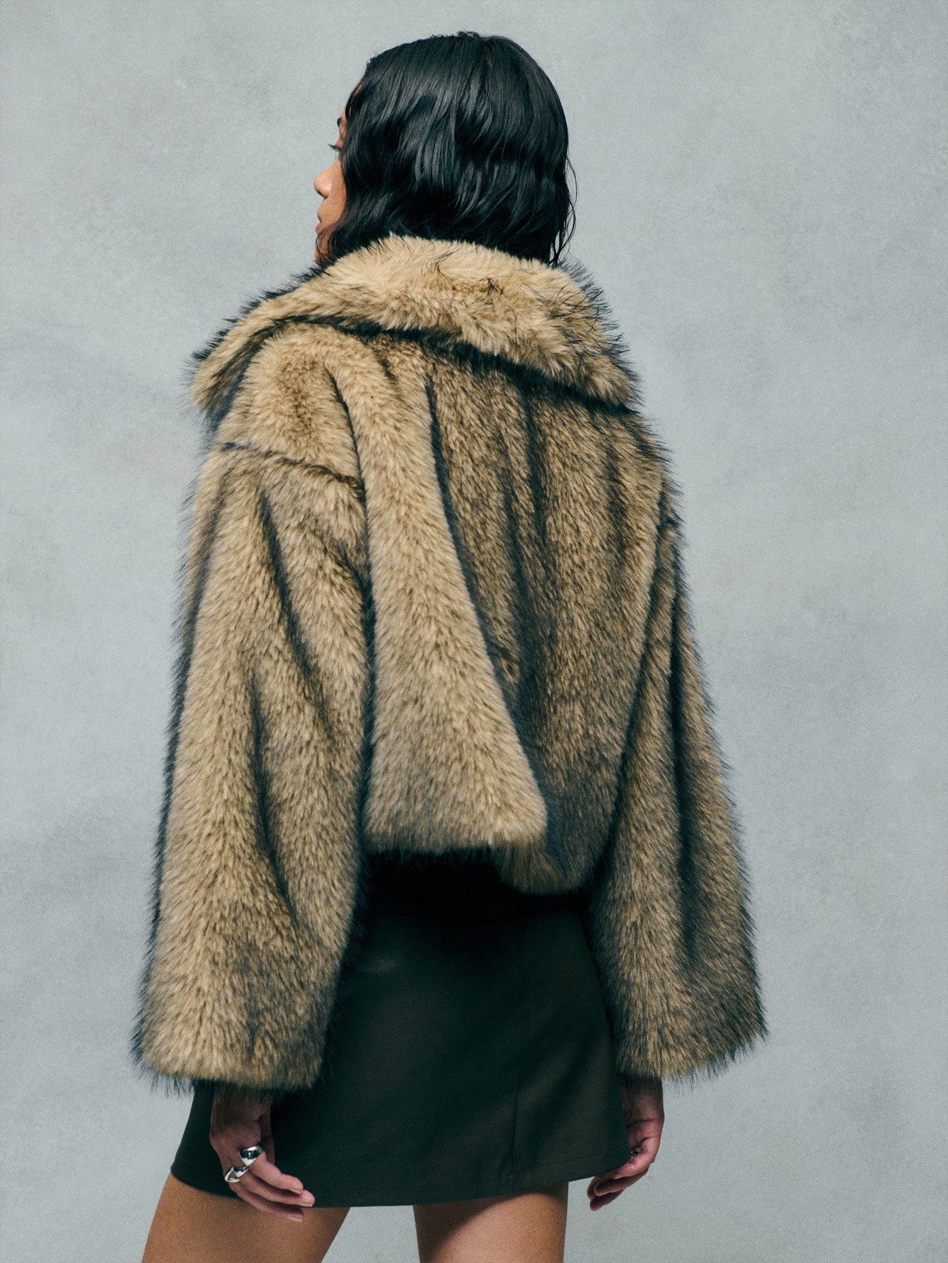 TypaGal Stand Out In Style With This Ash Brown Faux Fur Zip-Up Jacket, A Bold Option For Winter Jacket, Winter Coat, And Winter Clothes Women. Its Boxy, Modern Shape Is Ideal For Autumn Clothes And Perfectly Complements Fall Outfits For Women And Work Cl