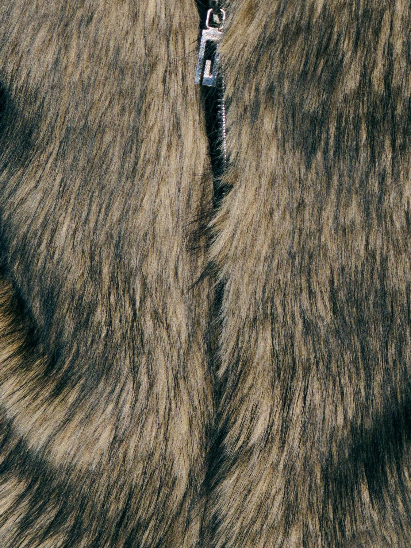 TypaGal Stand Out In Style With This Ash Brown Faux Fur Zip-Up Jacket, A Bold Option For Winter Jacket, Winter Coat, And Winter Clothes Women. Its Boxy, Modern Shape Is Ideal For Autumn Clothes And Perfectly Complements Fall Outfits For Women And Work Cl