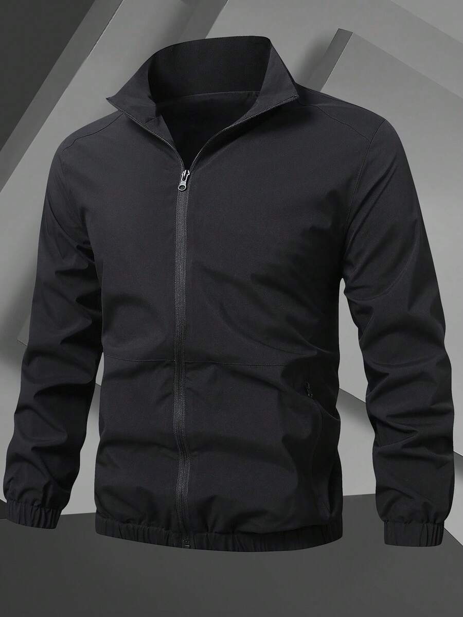 Manfinity Homme 2-In-1 Men's Casual Long Sleeve Reversible Casual Outdoor Windbreaker Jacket, Lightweight Summer Bomber Jacket, Fall