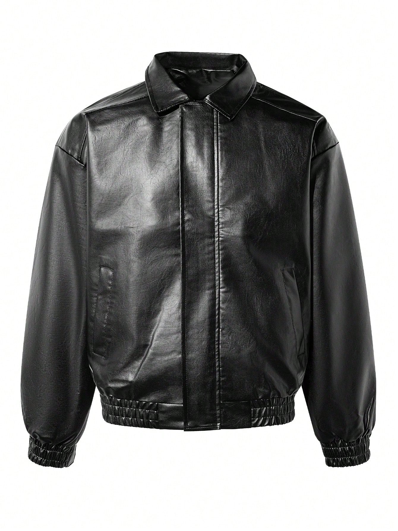 Men's Casual Loose Fit Business Leather Jacket, Old Money Style