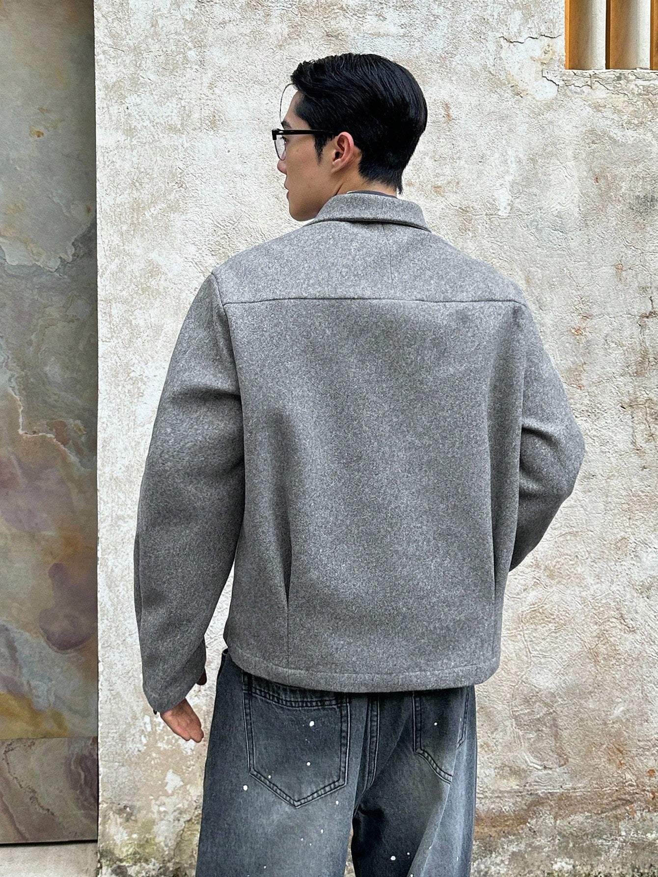 ESTAVOR Men's Autumn/Winter Fashion Embroidered Detail Collar Jacket
