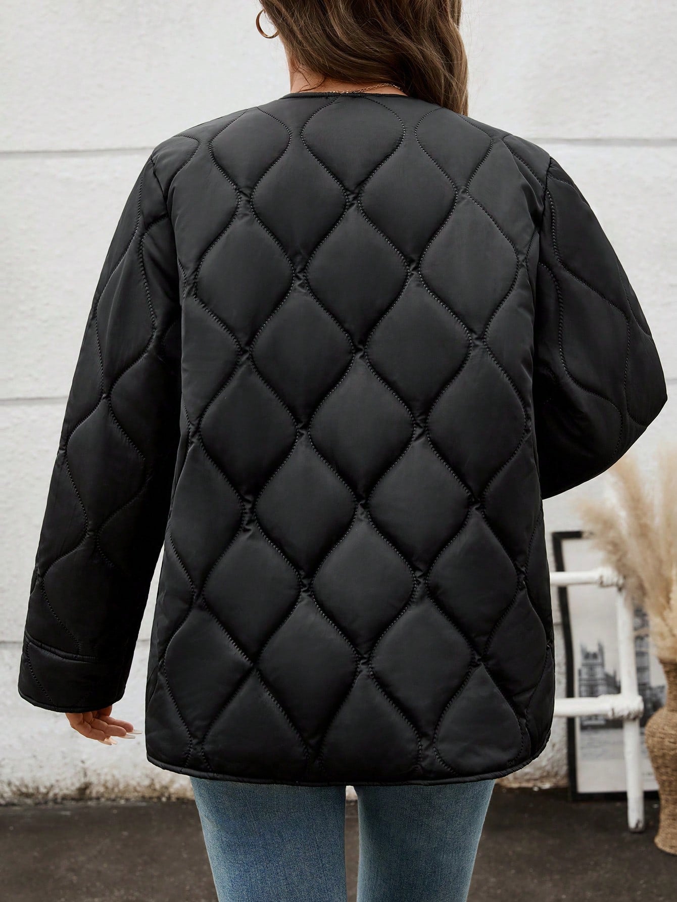 Women Casual Solid Color Winter Padded Coat, Long Sleeve Warm Coat,Style For Autumn/Winter