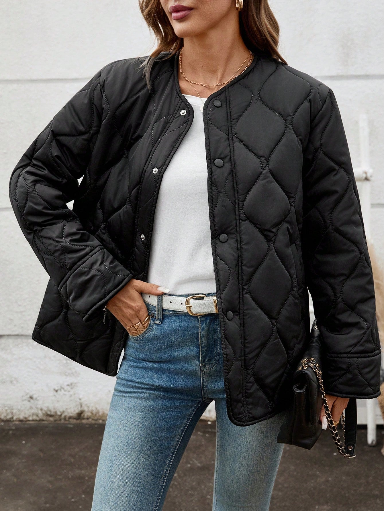 Women Casual Solid Color Winter Padded Coat, Long Sleeve Warm Coat,Style For Autumn/Winter