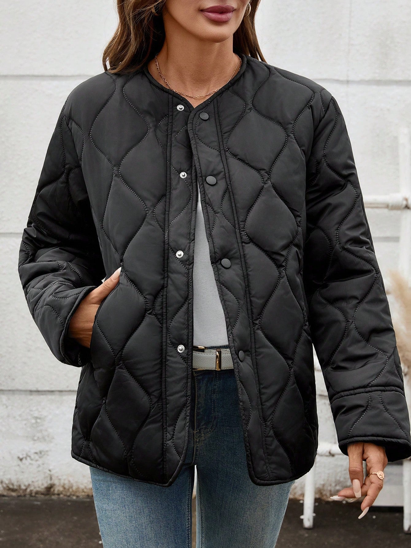 Women Casual Solid Color Winter Padded Coat, Long Sleeve Warm Coat,Style For Autumn/Winter