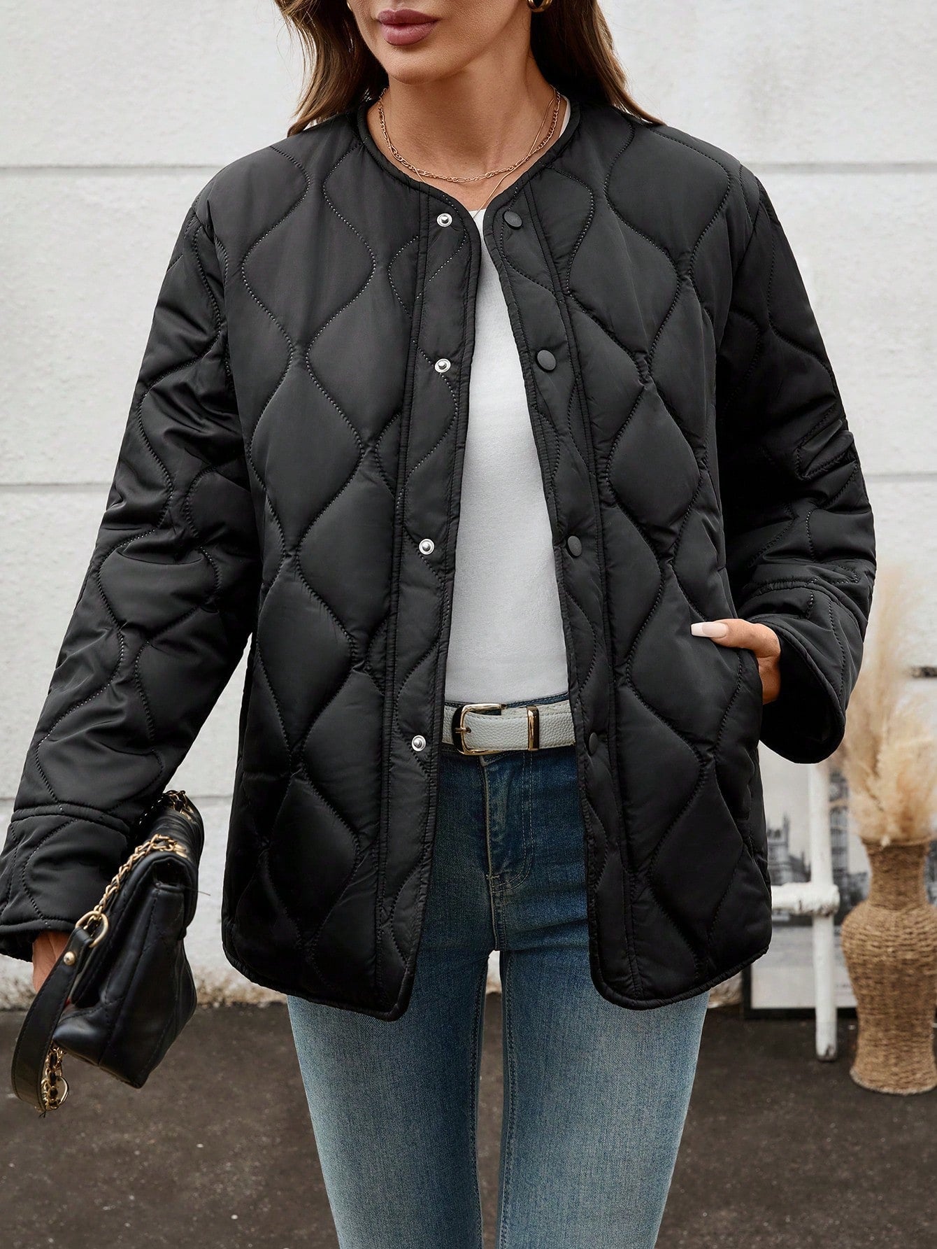 Women Casual Solid Color Winter Padded Coat, Long Sleeve Warm Coat,Style For Autumn/Winter