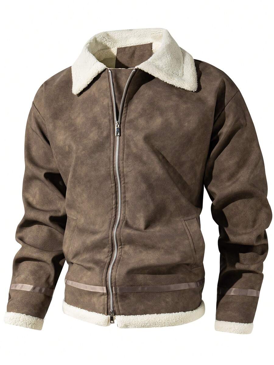 Men's Old Money Thickened Tie Dyed Fleece Lined Jacket, Fall Winter