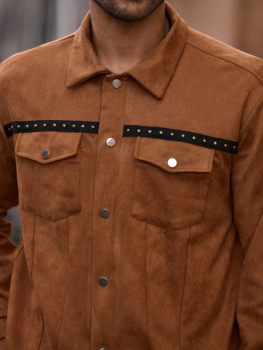 HIMLAND Men's Casual Floral Embroidered Jacket, Suitable For Everyday Wear, Fall, Winter